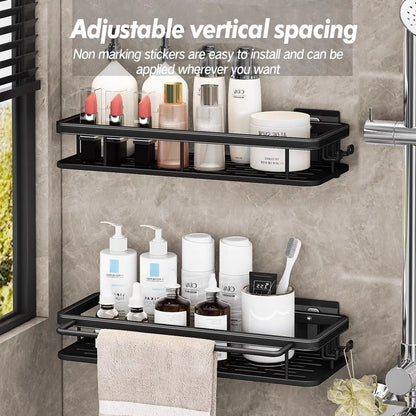 Stainless Steel Bathroom Storage Rack – Anti-Rust Suction Shower Organizer