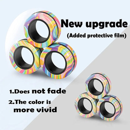 3pcs Colorful Finger Magnetic Rings for Stress Relief