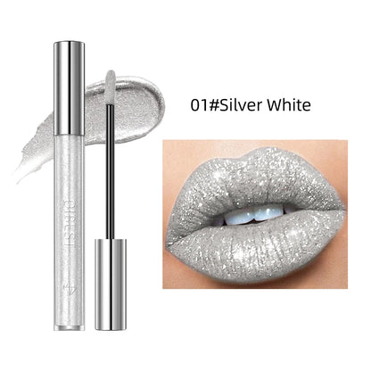 QIBEST Shimmer Lip Gloss 6 Colors Diamond Glitter Lip Tint