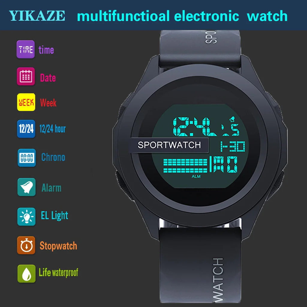 YIKAZE Men's Digital Sport Watch Waterproof Stopwatch Military