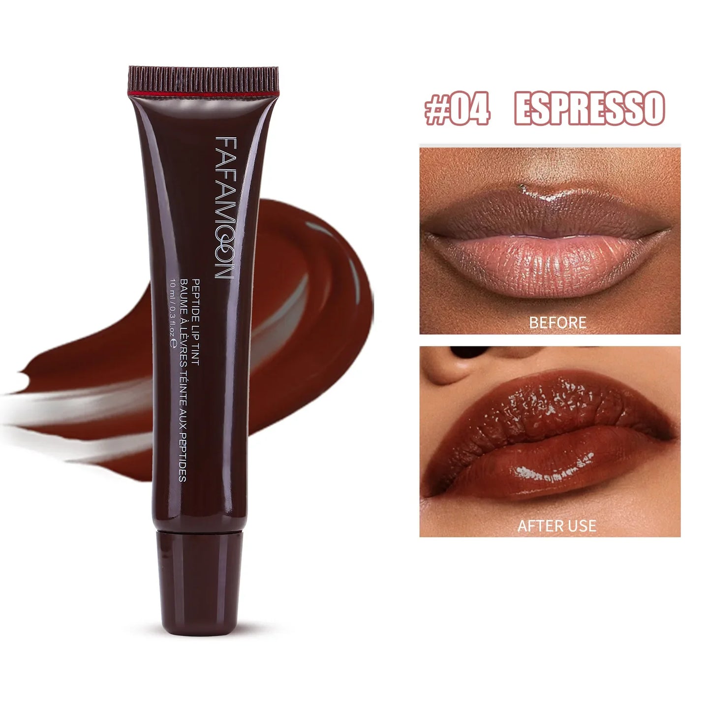1pc Plumping Mirror Lip Gloss – Nude Brown, Transparent, Moisturizing Lip Oil