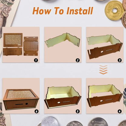 Wooden Euro Money Saving Box with Goal Tracker