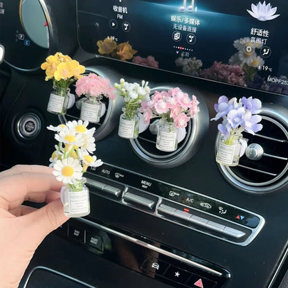 Car Air Vent Flower Clip – Simulated Jasmine & Baby’s Breath Decor