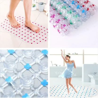 PVC Anti-Skid Bath Mat – Soft Non-Slip Shower Massage Mat with Suction Cups