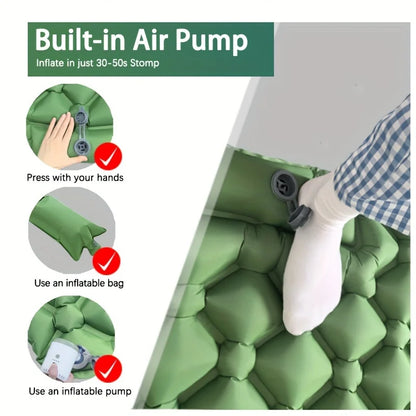 Ultralight Inflatable Camping Mattress with Built-in Pump & Pillow