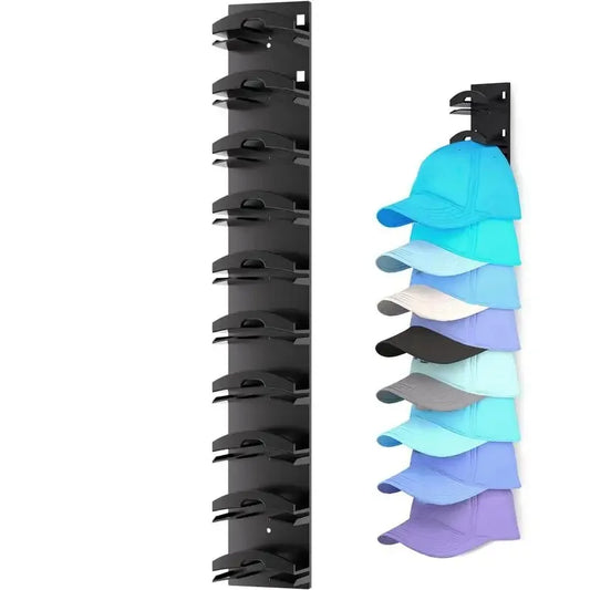 Wall-Mounted Cap Rack – 10-Grid Hat & Towel Holder Organizer