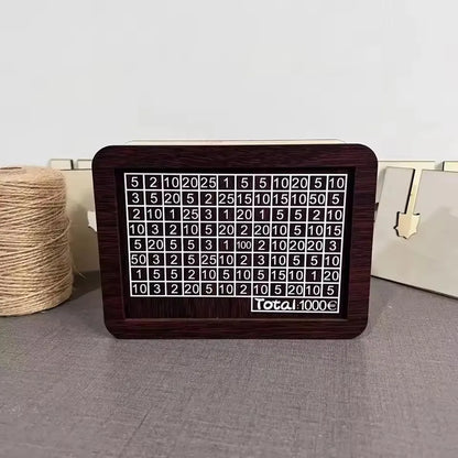 Wooden Euro Money Saving Box with Goal Tracker