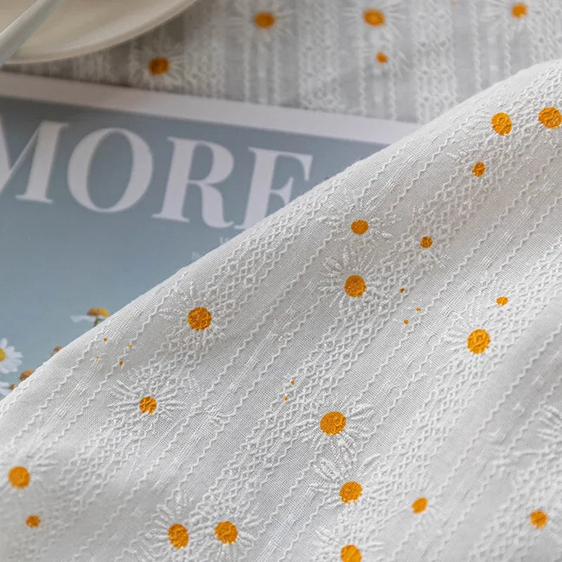 Korean Cotton Daisy Floral Curtains with Tassels