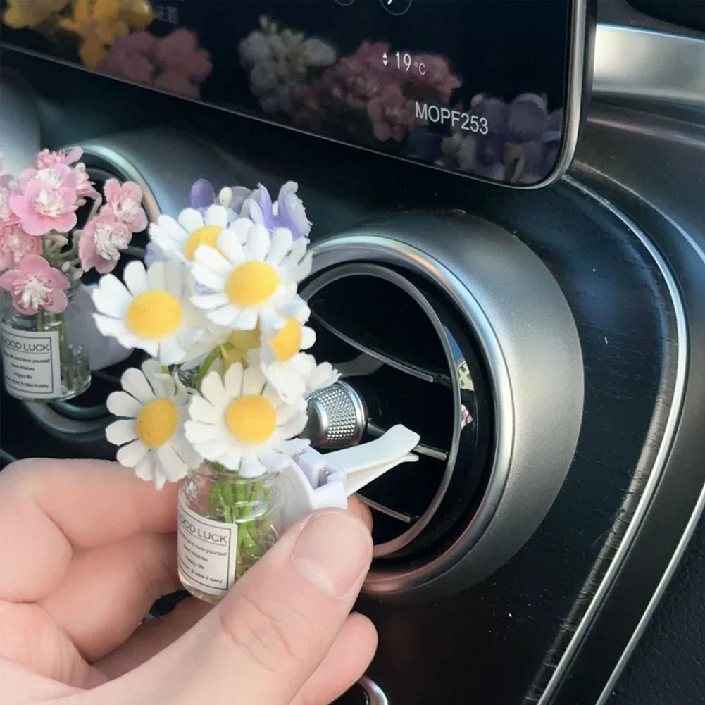 Car Air Vent Flower Clip – Simulated Jasmine & Baby’s Breath Decor