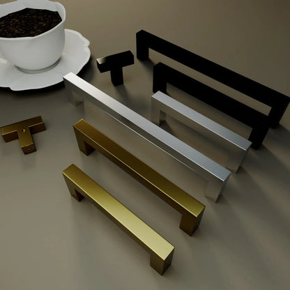 Square Black Stainless Steel Cabinet Handles