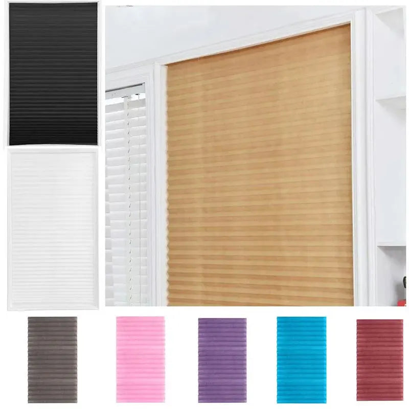 Self-Adhesive Pleated Blinds – Non-Woven Zebra Roller Curtains