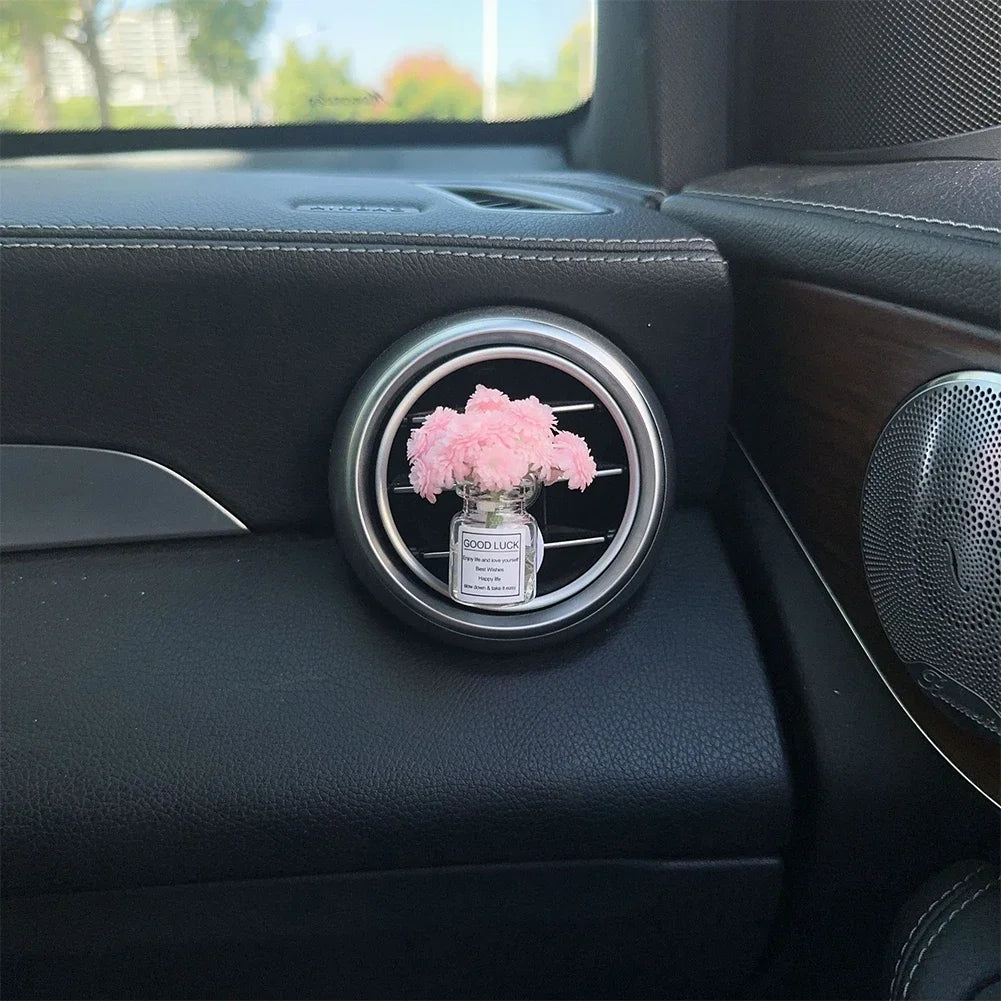 Car Air Vent Flower Clip – Simulated Jasmine & Baby’s Breath Decor