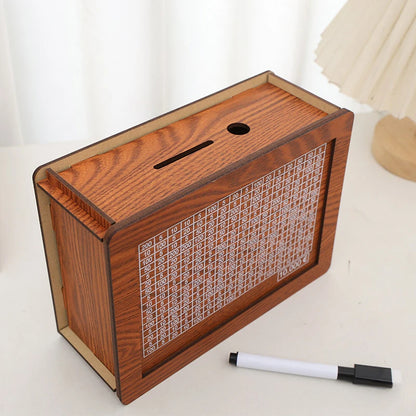 Wooden Euro Money Saving Box with Goal Tracker