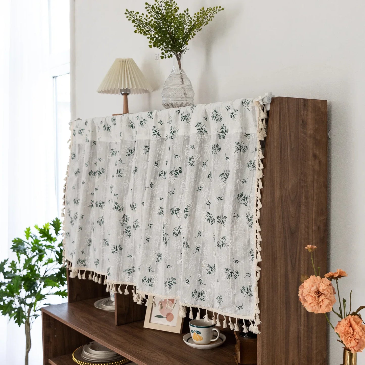 Korean Cotton Daisy Floral Curtains with Tassels