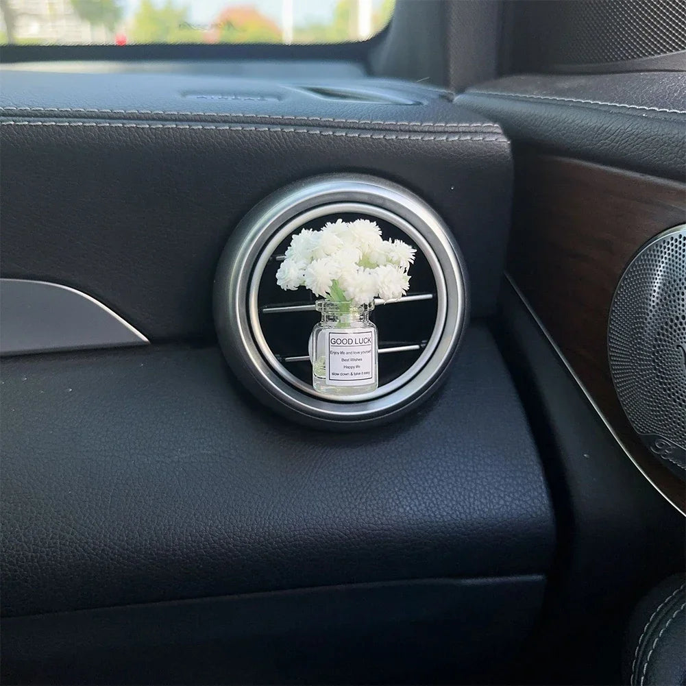 Car Air Vent Flower Clip – Simulated Jasmine & Baby’s Breath Decor