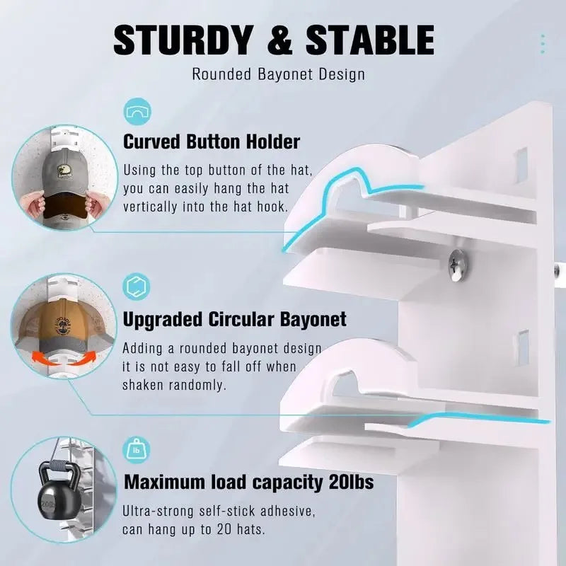 Wall-Mounted Cap Rack – 10-Grid Hat & Towel Holder Organizer