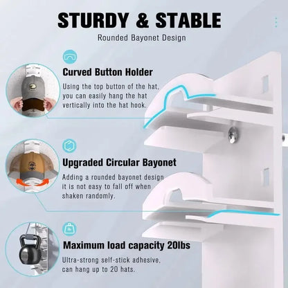 Wall-Mounted Cap Rack – 10-Grid Hat & Towel Holder Organizer