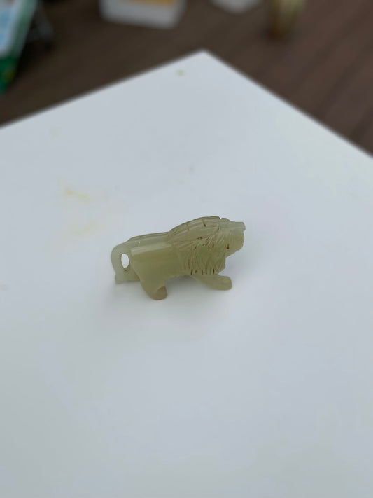 Hand-Carved Green Onyx Lion Figurine – Symbol of Courage & Strength