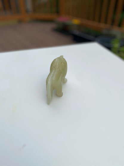 Hand-Carved Green Onyx Lion Figurine – Symbol of Courage & Strength