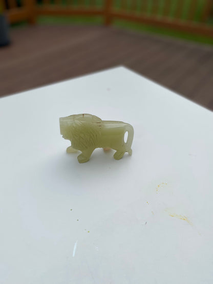 Hand-Carved Green Onyx Lion Figurine – Symbol of Courage & Strength