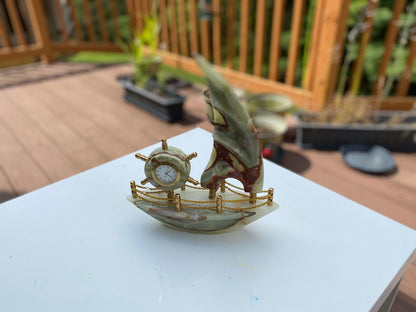 Sail of Time – Handcrafted Onyx Ship with Clock
